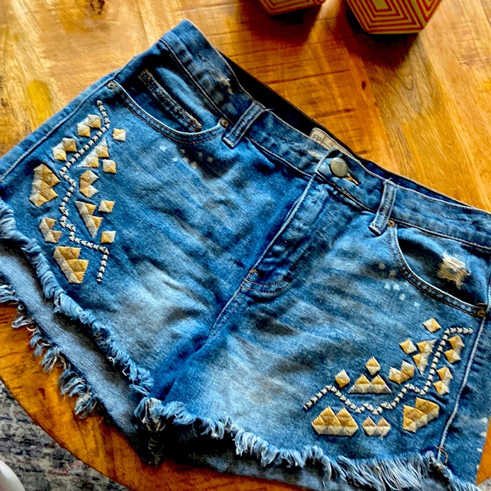 Free people embroidered Jean shorts